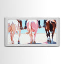 Cowboy Riders, vintage horse art, rustic wall art, western art, coastal cowgirl wall art, panoramic art, framed canvas print