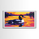 Loon on the Lake, bird art, moody art, rustic wall art, nature painting, coastal decor, lake Tahoe art, framed canvas print