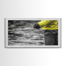 Fly Fishing Adventure Framed Canvas Print Rustic Wall Art Trout Art Fisherman Painting Gift Idea Living Room Art Extra Wide Art