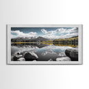 Majestic Lake Reflection Canvas Print Landscape Painting Mountain Painting Nature Wall Art Bedroom Art Extra Wide Panoramic Art