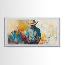 Cowboy Art, Western Painting, Rustic Wall Art, Vintage Horse Art, Dark Romance Painting, Moody Art, Extra Wide Art, Framed Canvas Print