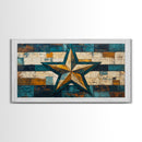 Lone Star Art, Framed Canvas Print, Rustic Wall Art, Southwest Wall Art, Geometric Wall Art, Extra Wide Art, Above Couch Art, Farmhouse Decor