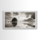 Coastal, seascape, moody art, ocean view, nautical wall art, panoramic painting, extra wide art, above bed wall art, framed canvas print