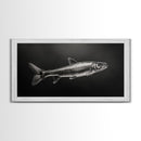 Trout, fish painting, fly fishing art, rustic decor, cabin wall art, nature painting, extra wide art, panoramic art, framed canvas print