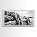 Nautical rope, rustic art, coastal decor, nautical wall art, maritime painting, extra wide art, panoramic painting, framed canvas print