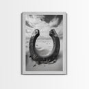 Horseshoe art, western decor, rustic wall art, wabi sabi wall art, moody photography, minimalist art, canvas print, living room art