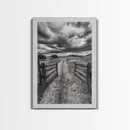 Open Ranch Gate, southwest wall art, moody art, western home decor, rustic art, farmhouse painting, framed canvas print, cowboy aesthetic