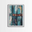 Rustic blue door, worn leather belt, southwest wall art, farmhouse art, textured painting, wabi sabi art, framed canvas print, rustic decor