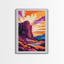 Mountain Painting, Bold Landscape Art, Orange Purple Wall Decor, Southwest Wall Art, Framed Canvas Print, Nature Inspired Artwork