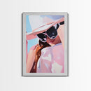 Woman Portrait, Pink Wall Art, Framed Canvas Print, Light Pink Wall Art, Moody Art, Coastal Cowgirl Wall Art, Boho Art, Minimalist Art
