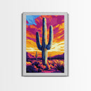 Saguaro Cactus, Desert Sunset, Vibrant Landscape, Southwest Wall Art, Canvas Print, Extra Wide Art, Rustic Decor, Joshua Tree Art