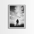 Lone Cowboy, coastal cowgirl wall art, moody art, western art, rustic decor, wabi sabi art, framed canvas print, extra wide art