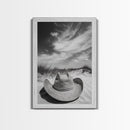 Straw Hat, coastal cowgirl wall art, wabi sabi art, beach photography, western decor, rustic art, framed canvas print, minimalist art