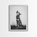 Howling Wolf, wildlife art, moody art, rustic decor, nature photography, black and white animal print, framed canvas print, minimalist art
