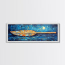 Paddle, nautical wall art, coastal decor, ocean painting, panoramic art, extra wide art, blue and green wall art, Framed Canvas Print