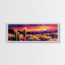 Desert Bloom, Joshua tree art, southwest wall art, mountain painting, nature painting, boho art, pink orange wall art, canvas print