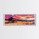 Prairie Wagon, rustic wall art, farmhouse art, cowboy painting, western decor, tall narrow art, panoramic painting, framed canvas print