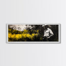 Cowboy in Field, Rustic Wall Art, Farmhouse Art, Canvas Print, Vintage Horse Art, Extra Wide Art, Moody Art, Wabi Sabi Art