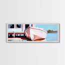 Nautical Wall Art, Framed Canvas Print, Coastal Decor, Boat Painting, Seascape Art, Extra Wide Art, Rustic Wall Art, Living Room Art, Gift Idea