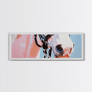 Horse close-up, minimalist art, pink abstract art, soft pastel, boho art, extra wide art, framed canvas print, modern farmhouse decor
