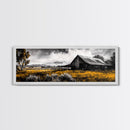 Western Ranch, barn landscape oil painting, rustic decor, farmhouse art, extra wide art, framed canvas print, above couch wall art