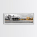 Log Cabin, Fall Art, Rustic Wall Art, Farmhouse Art, Cozy Cabin Art, Landscape Painting, Wabi Sabi Art, Above Couch Art, Framed Canvas Print