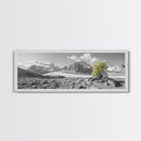 Mountain scene, mountain painting, landscape painting, wabi sabi art, nature art, minimalist art, framed canvas print, extra wide art