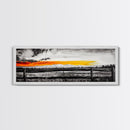 Fence at Sunset, moody landscape art, Joshua tree art, smoky mountain painting, dark romance art, extra wide art, framed canvas print