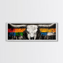 Western Skull, rustic wall art, skull art, farmhouse art, extra wide art, southwest wall art, bull and bear art, canvas print