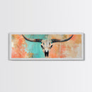 Rustic Skull, vintage horse art, southwest wall art, skull art, panoramic painting, rustic wall art, boho art, Canvas Print, farmhouse art
