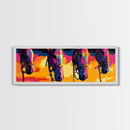 Colorful Horses, horse wall art, pink orange wall art, extra wide art, southwestern art, blotter art, Canvas Print, geometric wall art