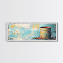 Rustic Tin, wabi sabi art, rustic wall art, teal wall art, farmhouse art, kitchen decor, Framed Canvas Print, above sofa art