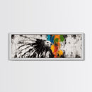 Native American Horse, rustic art, horse wall art, chicano art, graffiti wall art, southwest wall art, framed canvas print, panoramic painting