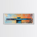 Blue Bowl, minimalist art, wabi sabi art, extra wide art, framed canvas print, sage green wall art, horizontal wall art, therapy art