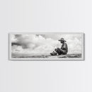 Man On Beach, Wabi Sabi Art, Framed Canvas Print, Coastal Landscape Art, Moody Art, Rustic Decor, Above Sofa Art, Minimalist Wall Art