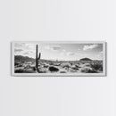 Desert Cactus, Joshua tree art, southwest wall art, extra wide art, wabi sabi art, rustic wall art, framed canvas print, panoramic art