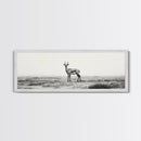 Lone Gazelle, moody art, southwest wall art, extra wide art, wabi sabi art, minimalist art, framed canvas print, panoramic painting