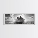 Explosion, dramatic seascape, moody art, panoramic art, extra wide art, coastal wall art, framed canvas print, ocean painting, nautical decor