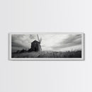 Rustic Windmill, panoramic art, farmhouse art, extra wide wall art, windmill wall art, landscape painting, framed canvas print