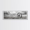 Wagon Wheel, rustic decor, farmhouse art, extra wide art, panoramic painting, country decor, cowboy art, framed canvas print, moody art