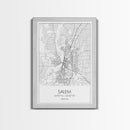 Salem Street Map, Oregon Map, City Map Art, Minimalist Art, Wall Art, Canvas Print, Dorm Room Décor, Graduation Gift, Travel Wall Print