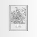 San Jose Street Map, California Map, City Map Print, Minimalist Art, Wall Art, Canvas Print, Girl Graduation Gift, Game Room Wall Art