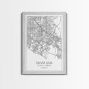 Santa Ana Street Map, California Map, City Map Print, Minimalist Art, Wall Art, Canvas Print, Living Room Décor, Adventure Gifts, Travel Art