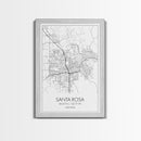 Santa Rosa Street Map, California Map, City Map Print, Minimalist Art, Wall Art, Canvas Print, Bedroom Wall Art, Travel Gift, Travel Art