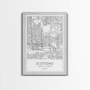 Scottsdale Street Map, Arizona Map, City Map Print, Minimalist Art, Wall Art, Canvas Print, Home Office Art, Gift For Her, Travel Wall Print