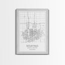 Sioux Falls Street Map, South Dakota Map, City Map Print, Minimalist Art, Wall Art, Canvas Print, Dorm Room Décor, Gifts For Her