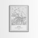 Sofia Street Map, Bulgaria Map, City Map Print, Minimalist Art, Wall Art, Canvas Print, Home Office Wall Art, Friend Gift, Travel Print