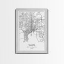 Tampa Street Map, Florida Map, City Map Print, Modern Wall Art, Wall Art, Canvas Print, Gift For Mom, Travel Wall Decor, Farmhouse Wall Art