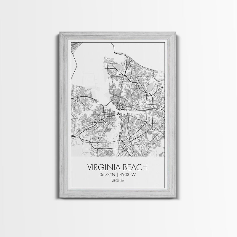 Virginia Beach Street Map, Virginia Map, City Map Print, Modern Wall Art, Wall Art, Canvas Print, Home Wall DÃ©cor Art, Moving Away Gift