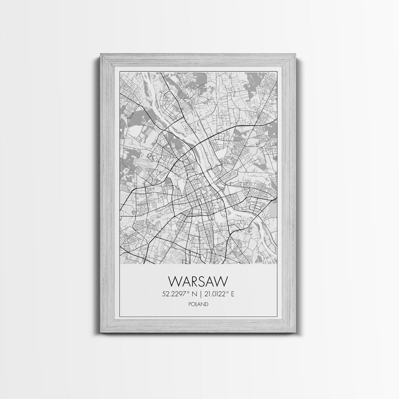 Warsaw Street Map, Poland Map, Europe City Map Print, Minimalist Art, Wall Art, Canvas Print, Living Room Wall Art, Friends Gift, Travel Art